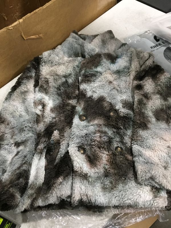 Photo 1 of  Womens Winter Jackets Tie Dye Fleece Open Front Sherpa Coat Long Sleeve Lapel Warm Outerwear with Pockets, Size Small 