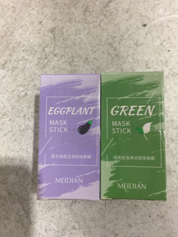 Photo 2 of 2PCS Green Tea/Eggplant Mask Stick for Face, Blackhead Remover with Green Tea Extract, Deep Pore Cleansing, Moisturizing, Skin Brightening, Removes Blackheads for All Skin Types of Men and Women
