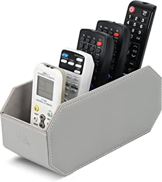 Photo 1 of All-in-One Leather Remote Control Holder?5 Compartments Coffee Table Nightstand Media Player Remote Caddy Organizer Tray for Office Card/Pen/Pencil/Mobile Phone/Remote Controller?Grey) 
**NOT EXACT AS STOCK PHOTO**