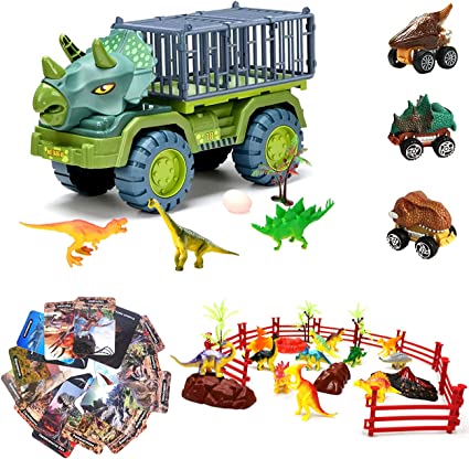 Photo 1 of Dinosaur Toy Truck for Kids Dinosaur Toy Transport car Set for Toys and Birthday Gifts for Boys Girls
