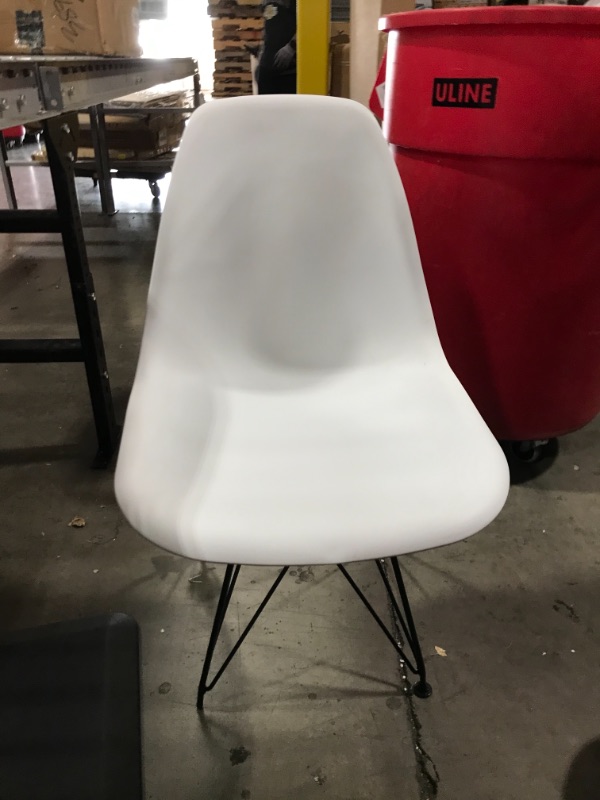 Photo 1 of 2xhome White - Plastic Side Chair Black Eiffel Base Dining Room Chair - Lounge Chair No Arm Arms Armless Less Chairs Seats Black Wire Legs