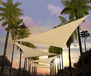 Photo 1 of Amgo 8' x 8' x 8' Beige Triangle Sun Shade Sail Canopy Awning Shelter Fabric ATNAPT8 - UV Block UV Resistant Heavy Duty Commercial Grade - Outdoor Patio Carport 