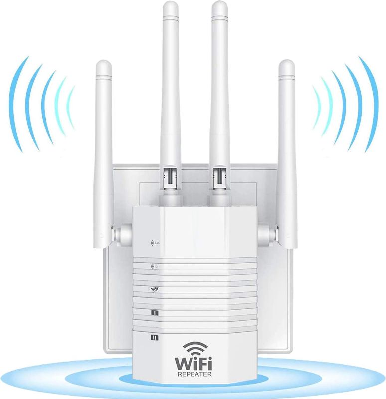 Photo 1 of 2022 WiFi Extender - Wireless Signal Repeater Booster up to 6000 sq.ft - 1200Mbps Wall-Through Strong WiFi-Dual Band 2.4G and 5G - 4 Antennas 360° Full Coverage
