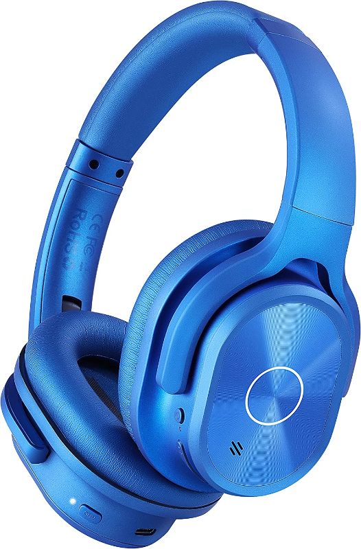 Photo 1 of Zihnic Active Noise Cancelling Headphones, 40H Playtime Wireless Bluetooth Headset with Deep Bass Hi-Fi Stereo Sound,Over-Ear Headphone,Comfortable Earpads for Travel/Home/Office (Blue)
