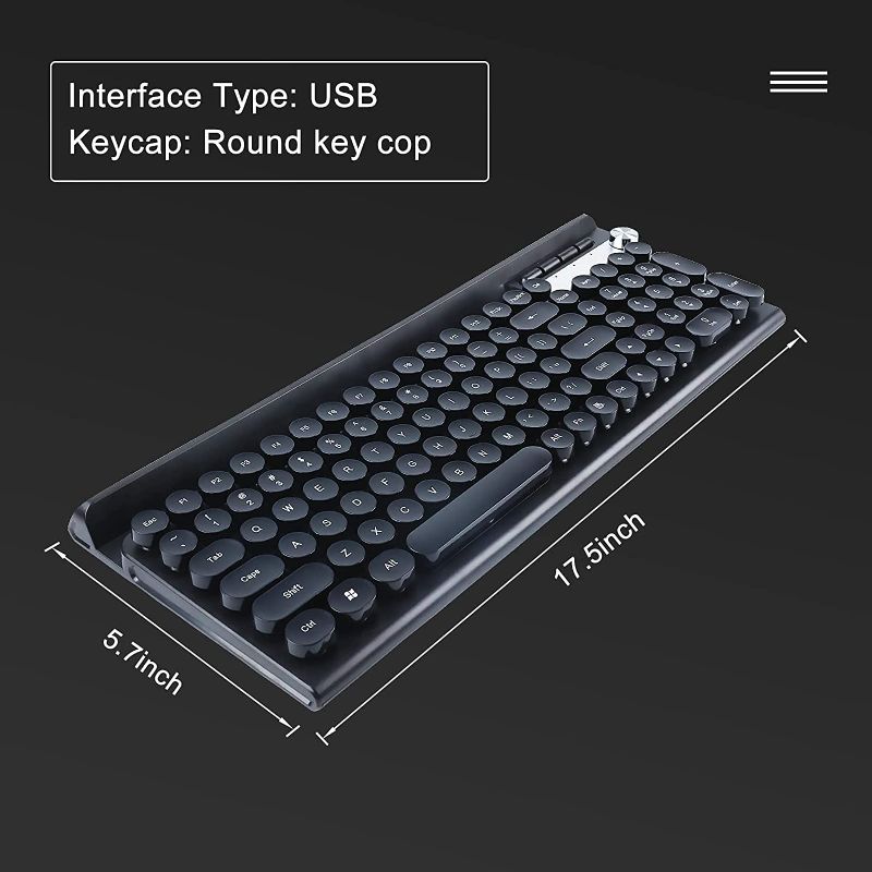 Photo 1 of Qudodo Wireless Keyboard and Mouse Combo, 2.4G USB Full Size Wireless Typewriter Keyboard, WaterproofCute Round Retro Aesthetic Keyboard for Computer,PC,Desktops,Laptop, Mac(Black+Mouse)