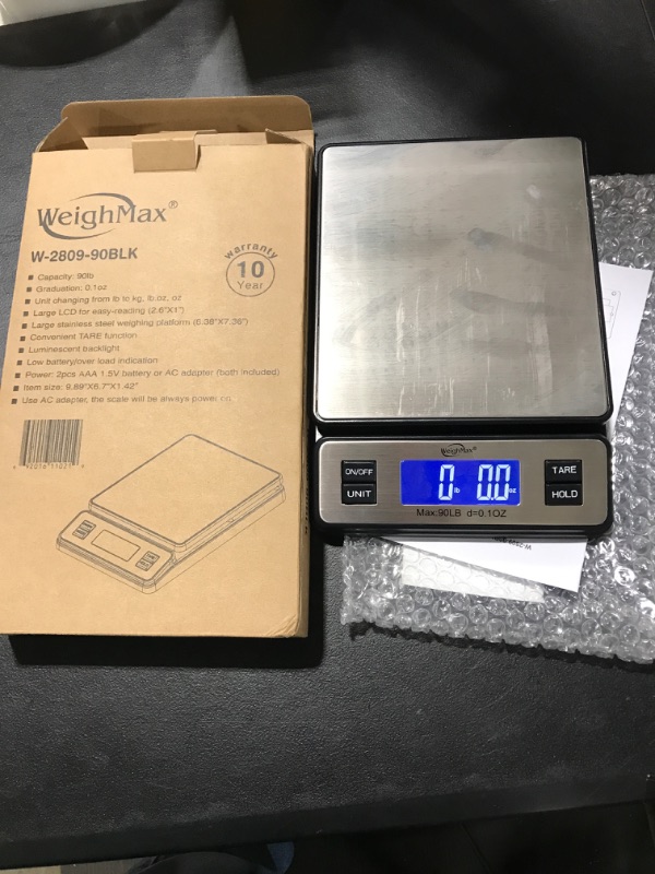 Photo 2 of Weighmax W-2809 90 LB X 0.1 OZ Durable Stainless Steel Digital Postal Scale