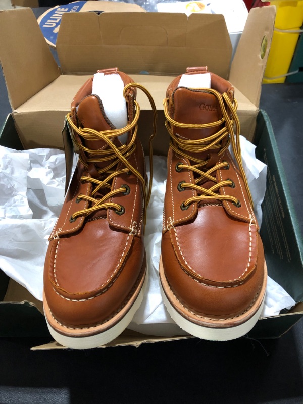 Photo 1 of Golden Fox Work Boots 6" American Heritage Moc Toe Wedge Boot for Construction Made in USA 10.5
