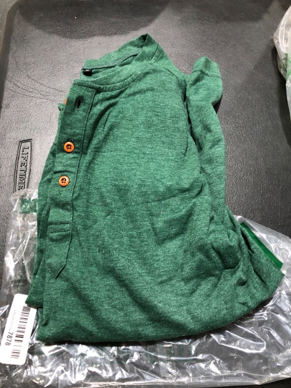 Photo 2 of ANNANONER Men‘s Henley T-Shirts 3-Buttons Long/Short Sleeve Sweatshirt Cotton Front Placket Shirt Crewneck Shirts Medium