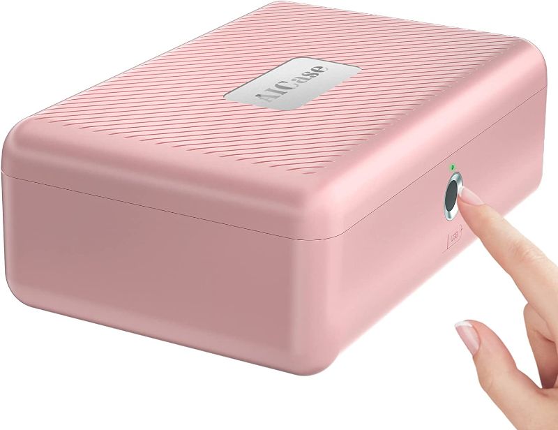 Photo 1 of Biometric Fingerprint Storage Box,AICase Portable Cash Jewelry Security Case Lock Box Safe,Combination Lock for Car, Home,Office Travel?Pink?
