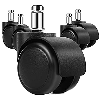 Photo 1 of MaxGear 2" Office Chair Wheels Heavy Duty Replacement, Mute Rubber Rotating Desk Chair Caster Wheels, Safe for All Floors Including Hardwood, Universal Standard Stem Size Fits 99%, Set of 5