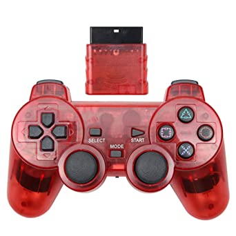 Photo 1 of Cotchear Wireless Gamepad for PS2 Controller for PS1 2 Console Joystick Double Vibration Shock Joypad Wireless Controle - Red