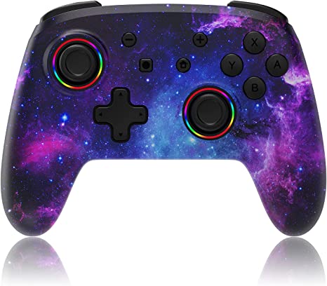 Photo 1 of NexiGo Wireless Controller for Switch/Switch Lite/OLED, Bluetooth Controllers for Nintendo Switch with Vibration, Motion, Turbo and LED Light (Cosmic Nebula)