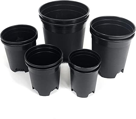 Photo 1 of 10 Pack Plastic Black Plant Pots Nursery Gardening Planters 4 in to 7.5 Inch Small Medium Plants 0.25 0.35 0.5 1 1.5 Gallon for Indoor and Outdoor Plants