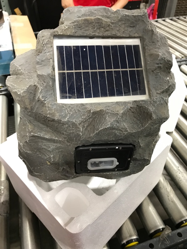 Photo 3 of Alpine Corporation Outdoor Solar Waterproof Bluetooth Rock Speaker, Gray