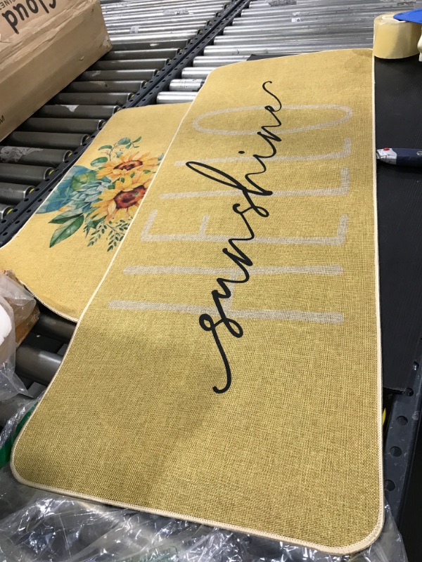 Photo 1 of 2 Piece Kitchen Mat Set,Rustic Sunflower and Bees Soft Rugs Cushioned Non Slip Area Rug Runner Carpet Water Absorbent Indoor Doormats You are My Sunshine