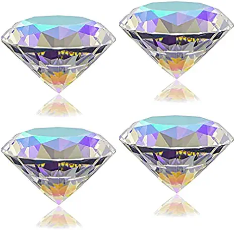 Photo 1 of 4pcs 60mm AB Color Coated Crystal Diamond Paperweight Suncatcher Rainbow Maker,Nail Diamond Backgrounds for Pictures, Home/Office Desk Decorations, Big Fake Diamond (AB Coated, 60mm)