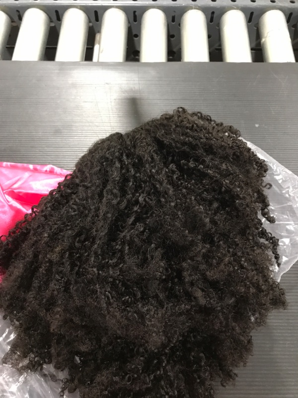 Photo 2 of Afro Kinky Curly Wig With Bangs Full Machine Made Scalp Top Wig 200 Density Virgin Brazilian Short Curly Human Hair Wigs Natural Color 20 inch