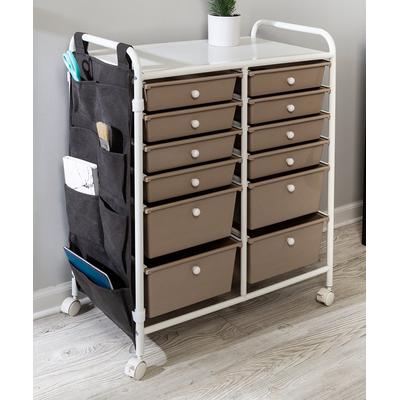 Photo 1 of 12 Drawer Metal Rolling Storage Cart with Side Pockets