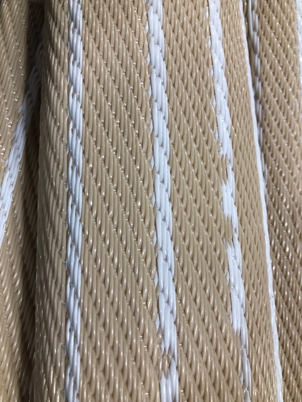 Photo 2 of 4' x 6' Striped Indoor/Outdoor Rug Tan/White - Room Essentials™

