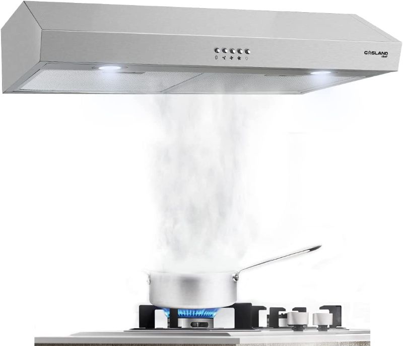 Photo 1 of 30" Range Hood Under Cabinet, GASLAND Chef SR30SP Ducted Vent Hood, 300 CFM Slim Kitchen Stove Vent, 3 Speed Exhaust Fan with 2 LED Lights, Aluminum Filter, Stainless Steel