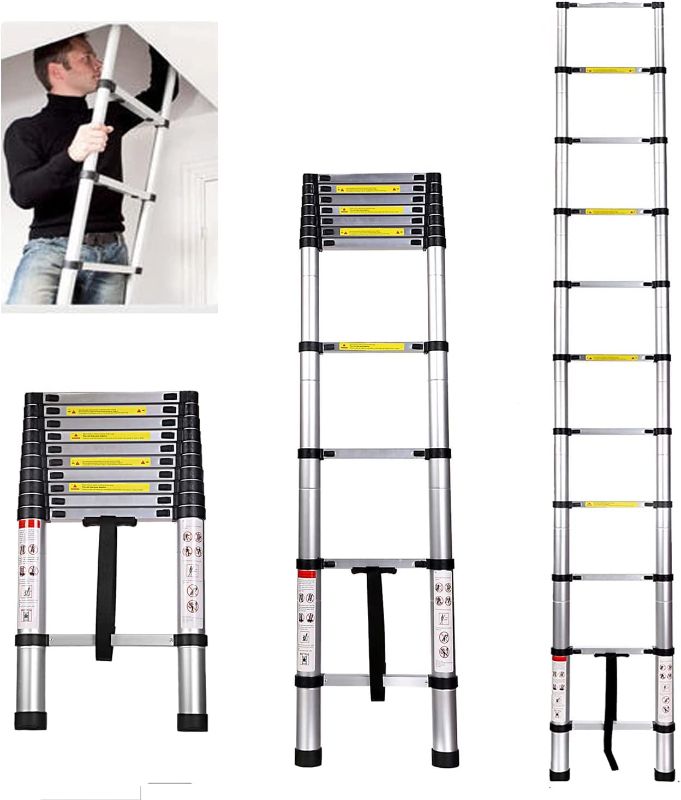 Photo 1 of 3.2m Telescopic Ladder Multi-Purpose Aluminum for Loft Home Capacity Max Load 150kg/330lb for Outdoor & Indoor Use 11 Steps Wight 9.2kg
