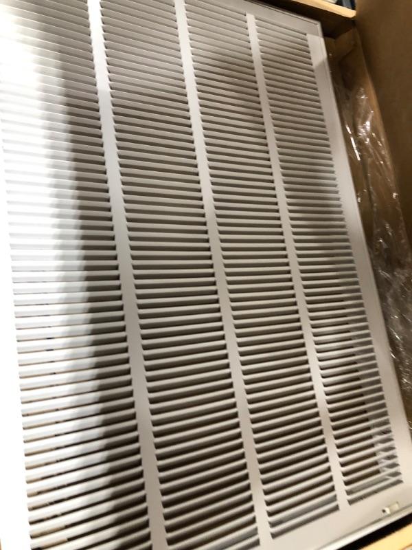 Photo 2 of 22" X 32" Steel Return Air Filter Grille for 1" Filter - Easy Plastic Tabs for Removable Face/Door - HVAC Duct Cover - Flat Stamped Face -White [Outer Dimensions: 23.75w X 33.75h]