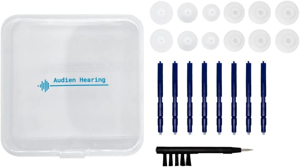 Photo 1 of Audien Hearing Amplifier EV3 Accessories Kit, Silicone Dome Earbuds, Cleaning Brush and Screwdriver, Wax Guards, Carrying Case

