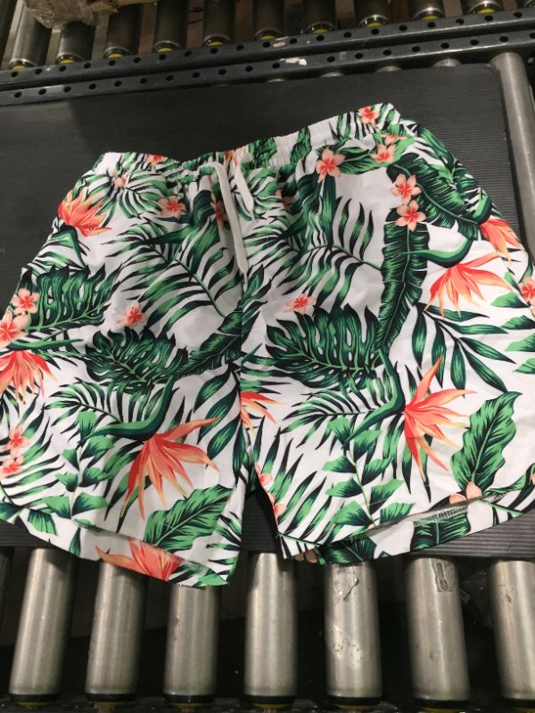 Photo 2 of  Men Tropical Print Drawstring Waist Swim Shorts
SIZE XL
