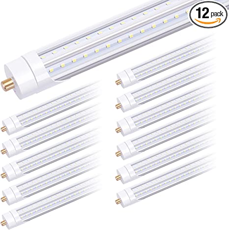 Photo 1 of TRLIFE 65W 8FT LED Bulbs 6000K, T8 8FT V-Shape LED Tube Light FA8 LED Light Bulbs with Clear Cover(150W Fluorescent Bulbs Replacement), Dual Row LED Chips, 7800Lm, Dual-Ended Power (12 Pack)
