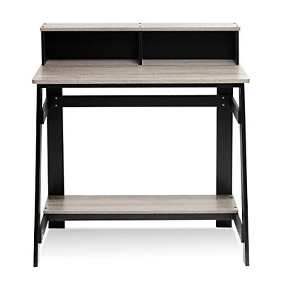 Photo 1 of Furinno Simplistic A Frame Computer Desk, Black/French Oak Grey
