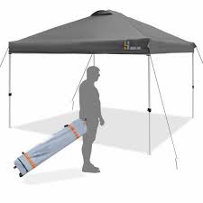 Photo 1 of 10 ft. x 10 ft. Gray Folding Pop-Up Canopy with Roller Bag
