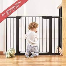 Photo 1 of Cumbor 43.3” Auto Close Safety Baby Gate, Extra Tall and Wide Child Gate, Easy Walk Thru Durability Dog Gate for The House, Stairs, Doorways. Includes 4 Wall Cups, 2.75-Inch and 8.25-Inch Extension
