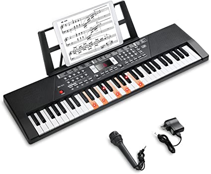 Photo 1 of Keyboard Piano 61-Key, Piano Keyboard for Beginners, Music Keyboard with Microphone, Keynote Stickers and Music Stand
