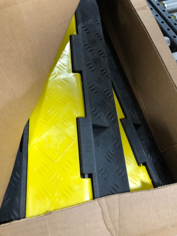 Photo 1 of Happybuy 3 Pack of 2 11000lbs per Axle Capacity Protective Wire Cord Ramp Driveway Rubber Traffic Speed Bumps Cable Protector (2-Channel