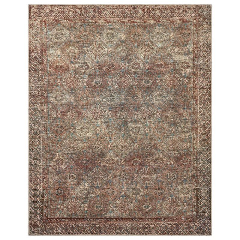 Photo 1 of Amber Lewis x Loloi Billie 8'6" x 11'6" Aqua and Rust Area Rug
