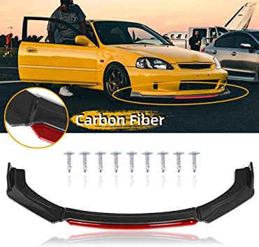 Photo 1 of 4Pcs Universal Front Bumper Lip Body Kit ABS Glossy Black Front Lip Spoiler Diffuser Front Bumper Lip Spoiler Wing Body for Most vehicle

