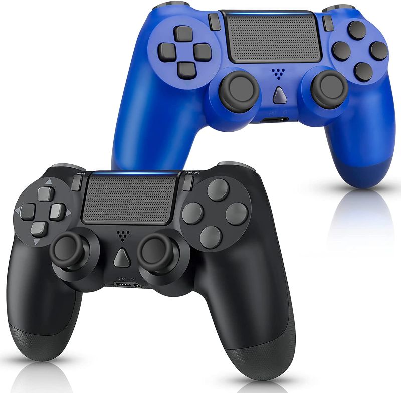 Photo 1 of OUBANG 2 Pack Controllers Work with PS4 Controller, Gamepad Control Compatible with Playstation 4 Controller Wireless, Black and Blue Pa4 Remote with Controller Joystick for PS4/Pro/Slim Gift Men