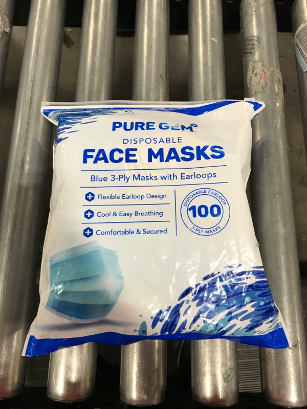 Photo 2 of [Pack of 100] Single Use Disposable Blue Face Mask