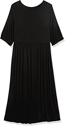 Photo 1 of Amazon Essentials Women's Crewneck Short Sleeve Knit MIDI Dress (Available in Plus Size), Black, 4X
