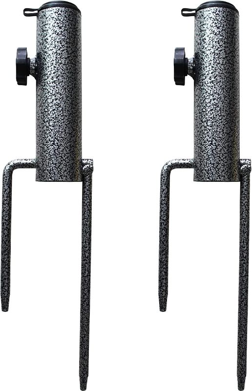 Photo 1 of AMMSUN Adjustable Portable Umbrella Base,Heavy Duty Metal Holder-Stand-Sand Grass Auger,for Flag, Big Umbrella, Fishing Rod, Outdoor Park Patio Beach Ground Ideal for Use in Soil, Grass(2 Pack)
