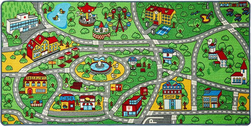 Photo 1 of Click N' Play Kids Play Mat, X-Large Area Rug for Kid and Toddler Bedroom or Playroom, Perfect as a Classroom Rug, Fun, Educational, Non-Slip Activity Rug for Boys and Girls with a Road for Toy Cars
