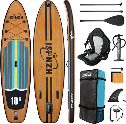 Photo 1 of ISPNZH Paddle Board, 10'6"x32"x6" Inflatable Stand up Paddleboard for 2 Adults Men Women Kids,10.5 ft Blow up SUP Board Set for Beach, Lake, River Paddling, Fishing, Yoga
