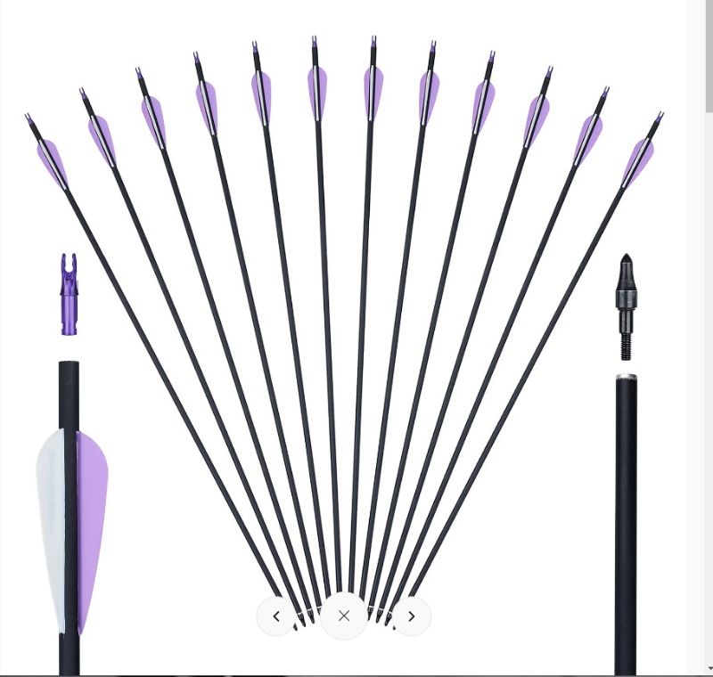 Photo 1 of 12X 23" OD 7.6MM ID 6.2MM MIXED ARCHERY CARBON ARROWS FLETCHED PRACTICE TARGET
