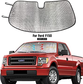 Photo 1 of Big Ant Front Car Sun Shade Windshield, Sunshade for Ford F150 2009-2014, Blocks UV Rays Sun Visor Protector, Sunshades Easy to Use, Foldable Auto Shade for Truck , Silver
