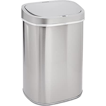 Photo 1 of Amazon Basics Motion Sensor Hands-Free Trash Can with Liner - Stainless Steel
