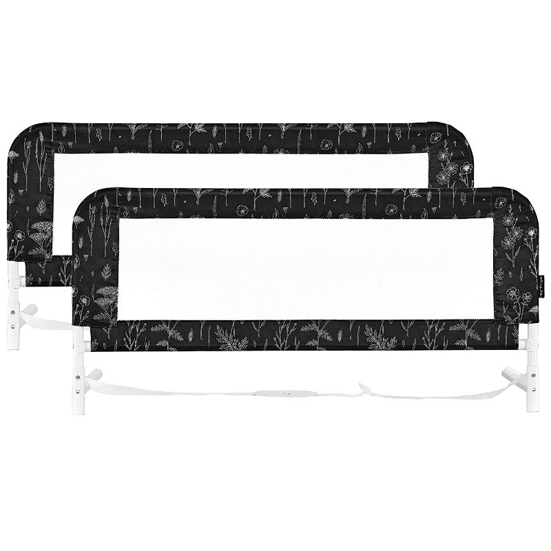 Photo 1 of Dream On Me Lightweight Mesh Security Adjustable Bed Rail Double Pack with Breathable Mesh Fabric in Black and White
