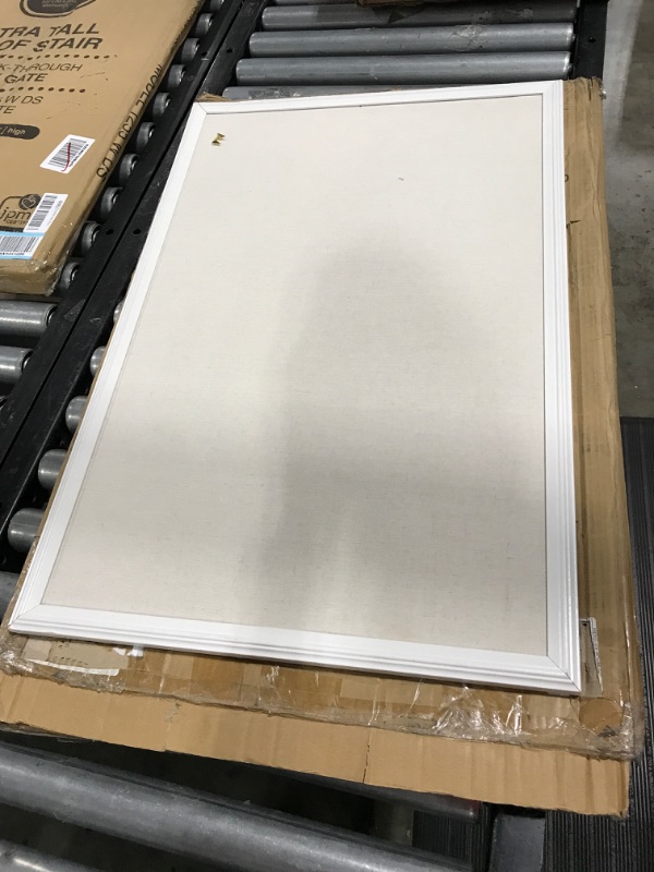Photo 2 of U Brands Cork Linen Bulletin Board, 20 x 30 Inches, White Wood Frame (2074U00-01)
