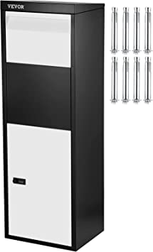 Photo 1 of VEVOR Package Delivery Box, 14'' x 11.3'' x 42'' Galvanized Steel Parcel Mailbox w/Code Lock & Mounting Hardware, for Outdoor Porch, Curbside, Large, Black and White
