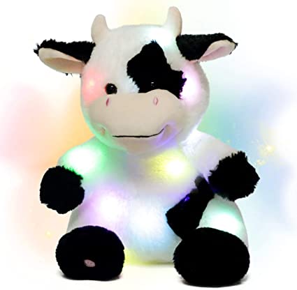 Photo 1 of Hopearl LED Plush Cow Light up Stuffed Animal Diary Cattle Floppy Night Lights Glow in The Dark Birthday Festival for Kids Toddler Girls, 13''