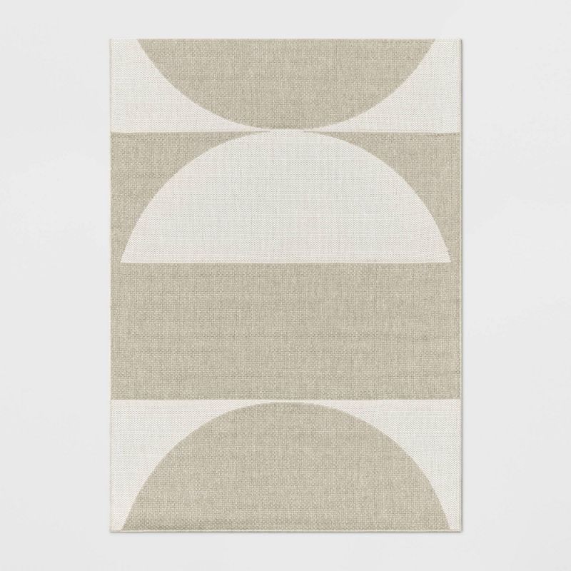 Photo 1 of 5' X 7' Grace Geo Circle Indoor/Outdoor Rug - Tan - Project 62™
